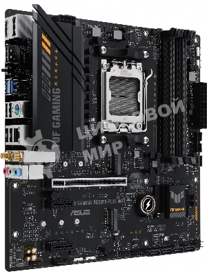 Материнская плата ASUS TUF GAMING A620M-PLUS WIFI, AM5, AMD A620, 4xDDR5, 4xSATA, 2xM.2, 1xPCIe 4.0 x16, 2xPCIe x1, 2xDP, 1xHDMI, 1x 2.5Gb LAN, 4xUSB-A 2.0, 2xUSB-A 3.2 Gen 1, 3x3.5 мм, 7.1, mATX
