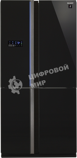 Холодильник Sharp SJ-FS97VBK черное стекло трехкамерный 393/207 л морозилка снизу