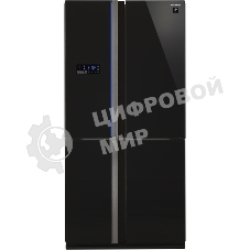 Холодильник Sharp SJ-FS97VBK черное стекло трехкамерный 393/207 л морозилка снизу