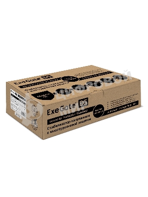 Стабилизатор напряжения ExeGate Master AV-1500 (1500ВА, 140-260В, цифр. индикация вход/вых. напряжения, 220В±8%, КПД 98%, 5 уровней защиты, задержка, метал.корпус, евророзетка, RTL)