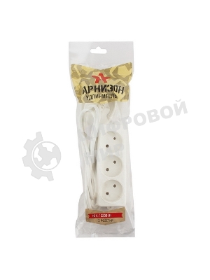 Удлинитель Гарнизон EL-NL3-W-2, 3 розетки допустимый ток 10А, длина 2 м.