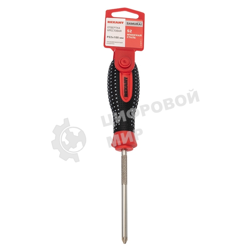 Отвертка крестовая Rexant PZ 2х100 мм, трехкомпонентная рукоятка, сталь S2