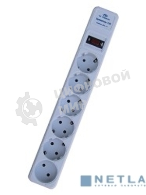 Сетевой фильтр ZIS Pilot S удлинитель 3 м 15А 6 розеток, серый арт.039