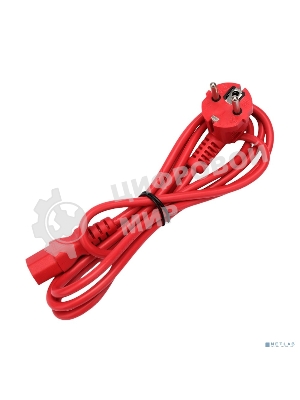 Кабель питания Cablexpert PC-186-VDE-R-1.8M, Schuko-C13, 3x0.75мм2, 10A, с заземлением, медь, 1.8м, красный, пакет