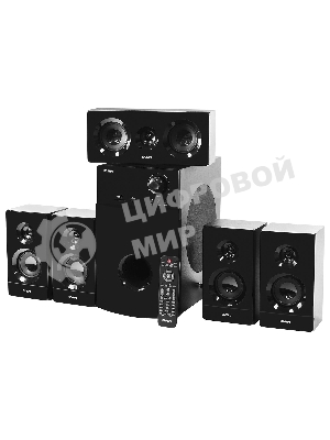 Аудиоколонки SVEN HT-210, черный, акустическая система 5.1, мощность (RMS):50Вт+5x15Вт, Bluetooth, Optical, Coaxial, FM-тюнер, USB/SD, дисплей, ПДУ