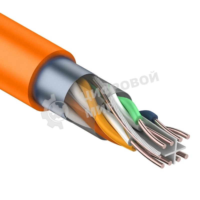 Кабель витая пара Rexant F/UTP, категория 6, 4 x 2 x 0,57 мм, LSZH нг(А)-HF, внутренний, оранжевый, 305м
