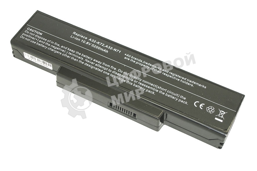 Аккумуляторная батарея для ноутбука Asus K72 5200mAh OEM черный