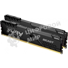 Оперативная память Kingston Fury Beast, DDR4, 16GB (2x8GB), 3200MHz, CL16, DIMM, с радиатором, черный