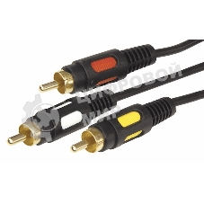 Шнур Rexant 3 RCA - 3 RCA, длина 1,5 м етра, черный (GOLD)