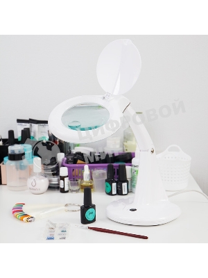 Лупа настольная 3D+12D Rexant с подсветкой 60 LED, белая