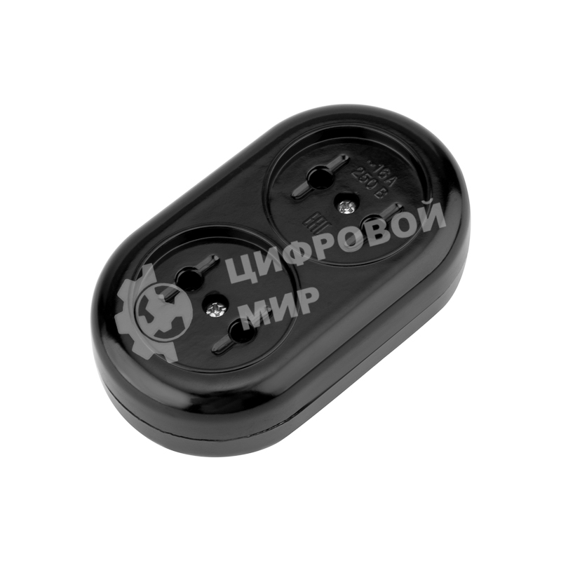 Колодка Rexant 2 гнезда карболитовая б/з 16 А, черная