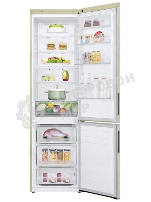 Холодильник LG GA-B509CESL бежевый глянцевый двухкамерный 277/107л морозилка снизу, No Frost