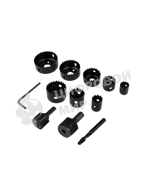 Набор коронок по дереву Kranz (19, 22, 28, 32, 38, 44, 54, 64 мм) 2 держателя с ключом