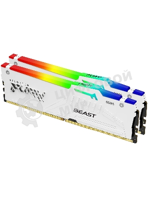 Оперативная память Kingston Fury Beast, DDR5, 32Gb (2x16Gb), 5600MHz, CL40, DIMM, с радиаторами, RGB, белый