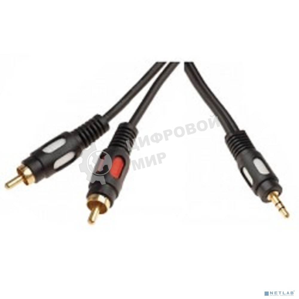 Шнур 3.5 Rexant Stereo Plug - 2RCA Plug 1.5М (GOLD)