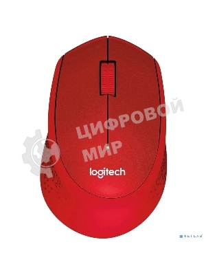 Мышь беспроводная Logitech M280 красный, 1000 dpi, радиоканал, USB, кнопки - 3