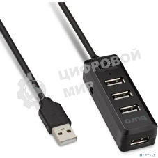 Разветвитель USB 2.0 Buro BU-HUB4-0.5L-U2.0 4порт. черный
