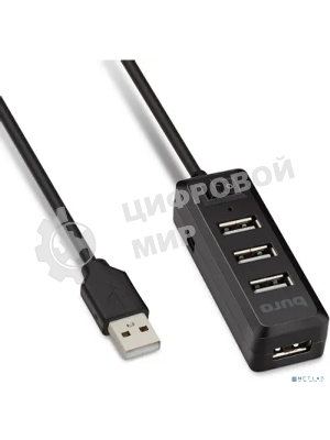 Разветвитель USB 2.0 Buro BU-HUB4-0.5L-U2.0 4порт. черный