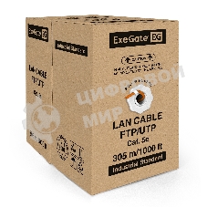 Кабель ExeGate FTP 4 пары кат.5e медь, 24AWG, экран, бухта 305м, оранжевый, LSZH