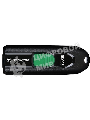 Флешка USB Transcend JetFlash 790С (TS256GJF790C), 256Gb, USB 3.0 Type-C, R/W 90/60, черный/зеленый