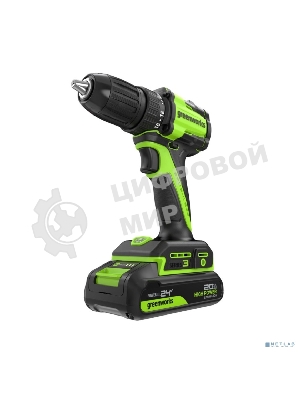 Дрель-шуруповерт Greenworks DD345, 24 В, 0 Ач, 45 Нм, бесщеточный