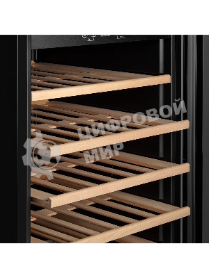 Винный шкаф Kuppersberg RSW 82, отдельностоящий, High-Tech, объем 128 л, вместимость 40 бутылок, диапазон температуры 5-20 градусов, механическое открытие двери, 6 полок из бука, LCD дисплей, уровень шума 38 дБ, черный