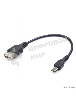 Кабель USB2.0 OTG Cablexpert A-OTG-AFBM-03 USBAF/MicroBM, 0.15м, удлиненный разъем micro USB - 9мм, пакет