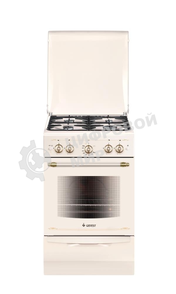 Плита газовая Gefest ПГ 5100-02 0186 бежевый, конфорок 4 шт, духовка 52 л, 50 см x 85 см x 58.5 см