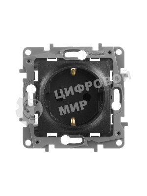 Механизм розетки 1-м СП Etika 2К+З 16А защ. шторки с заземл. винт. зажимы антрацит Legrand 672622