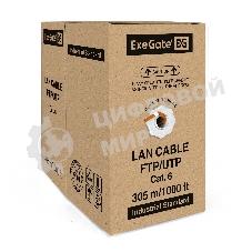 Кабель ExeGate FTP 4 пары кат.6 медь, 23AWG, экран, бухта 305м, оранжевый, LSZH