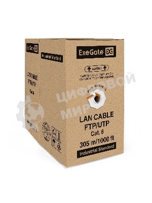 Кабель ExeGate FTP 4 пары кат.6 медь, 23AWG, экран, бухта 305м, оранжевый, LSZH