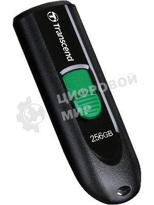Флешка USB Transcend JetFlash 790С (TS256GJF790C), 256Gb, USB 3.0 Type-C, R/W 90/60, черный/зеленый