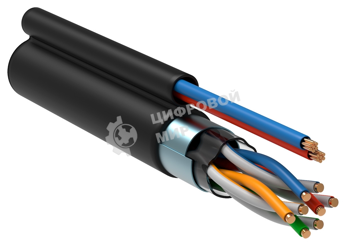Кабель информационный ITK LC3-C5E04-379 кат.5е F/UTP общий экран 2X2X24AWG LDPE внешний 305м черный