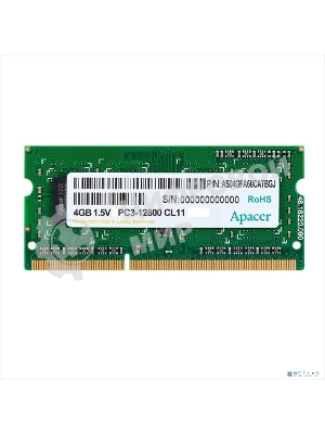 Оперативная память Apacer, DDR3, 4GB (1x4GB), 1600MHz, CL11, SO-DIMM
