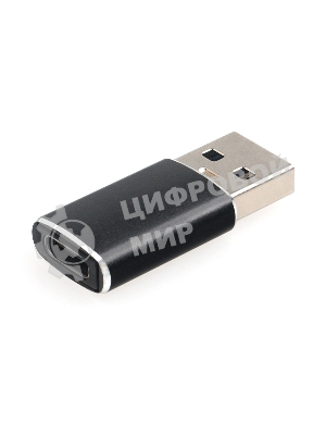 Переходник USB3.1 Cablexpert A-USB3.1-AMCF, AM/Type-C(F), 5 Гбит/с, QC3.0, метал.корпус, Pro, черный, пакет