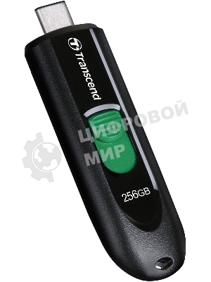 Флешка USB Transcend JetFlash 790С (TS256GJF790C), 256Gb, USB 3.0 Type-C, R/W 90/60, черный/зеленый