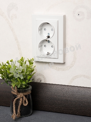 Розетка 2-ая, с/з,со шторками, 16А, СП Basic Минск белый