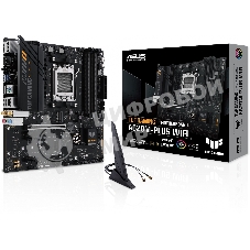 Материнская плата ASUS TUF GAMING A620M-PLUS WIFI, AM5, AMD A620, 4xDDR5, 4xSATA, 2xM.2, 1xPCIe 4.0 x16, 2xPCIe x1, 2xDP, 1xHDMI, 1x 2.5Gb LAN, 4xUSB-A 2.0, 2xUSB-A 3.2 Gen 1, 3x3.5 мм, 7.1, mATX