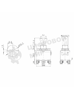 Тумблер Rexant 250V 15А (6c) ON-OFF-ON двухполюсный (KN-203) (в упак. 1шт.)