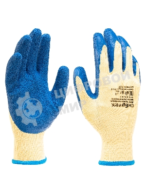 Перчатки трикотажные Сибртех полиэфирные, латексное рельефное покрытие, размер 8