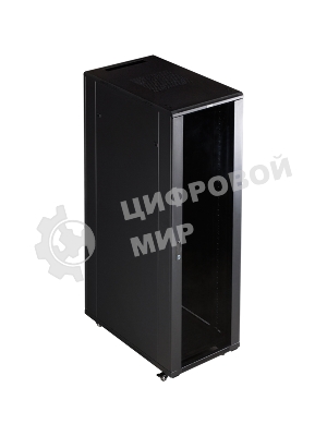 Шкаф серверный Lanmaster (TWT-CBB-42U-8X10-G1) напольный 42U 800x1000 мм пер. дв. стекл. задн. дв. двуст. 2 бок. пан. 800 кг черный IP20
