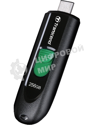Флешка USB Transcend JetFlash 790С (TS256GJF790C), 256Gb, USB 3.0 Type-C, R/W 90/60, черный/зеленый