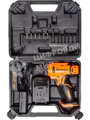 Дрель-шуруповерт Вихрь ДА-18Л-2К/Б, 18 В, 2 Ач, 45 Нм, щеточный