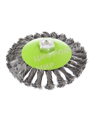 Щетка для УШМ Сибртех 125 мм, М14, Тарелка, крученая проволока 0,5 мм