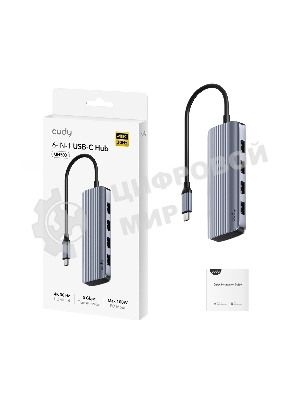 USB-концентратор USB-C Cudy UH500, 1 USB-C 3.0, 1x 4K@30Hz HDMI Port, 1x 100W USB-C port for PD Charging, 4x USB-A (UH500)