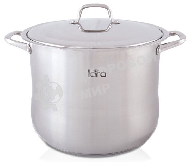 Кастрюля Lara LR02-44 15,2 л LR02-44 Кастрюля Lara (нерж) 28x23 см, 15.2 л, капсулир индукц дно, крышка из стали