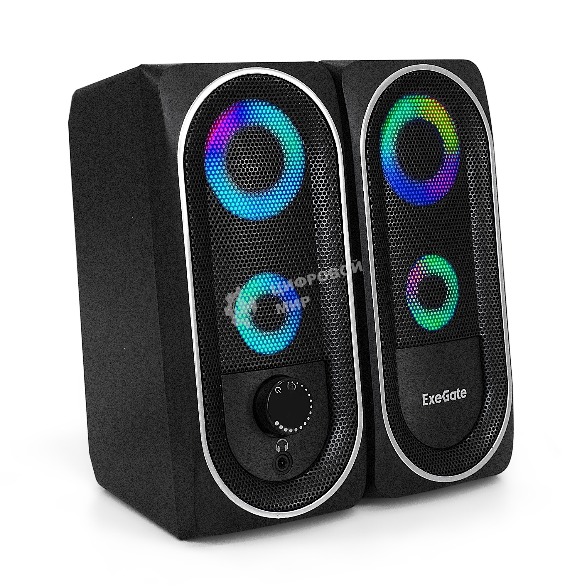 Акустическая система 2.0 ExeGate EX289686RUS Accord 220 (питание USB, 2х3Вт (6Вт RMS), 60-20000Гц, черный, RGb подсветка)