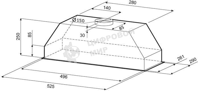 Вытяжка встраиваемая Krona Runa 600 PB черный, 60 см, 845 куб. м/ч, 53 дБ