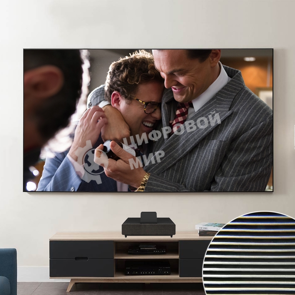 Экран Cinema S'OK SCPSFR-236x133UST-PET для ультракороткофокусных проекторов 107'' 16:9 настенный, постоянного натяжения, полотно PET Crystal ALR UST, рама черная 1 см