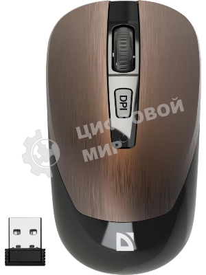 Мышь беспроводная Defender Wave MM-995 бронзовый, 1600 dpi, радиоканал, USB, кнопки - 4